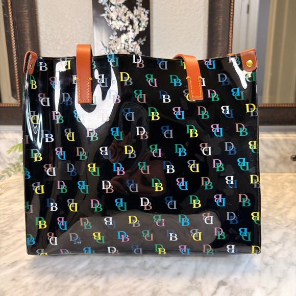 Dooney & Bourke Black Tote with Multicolor Logo - Picture 1 of 5